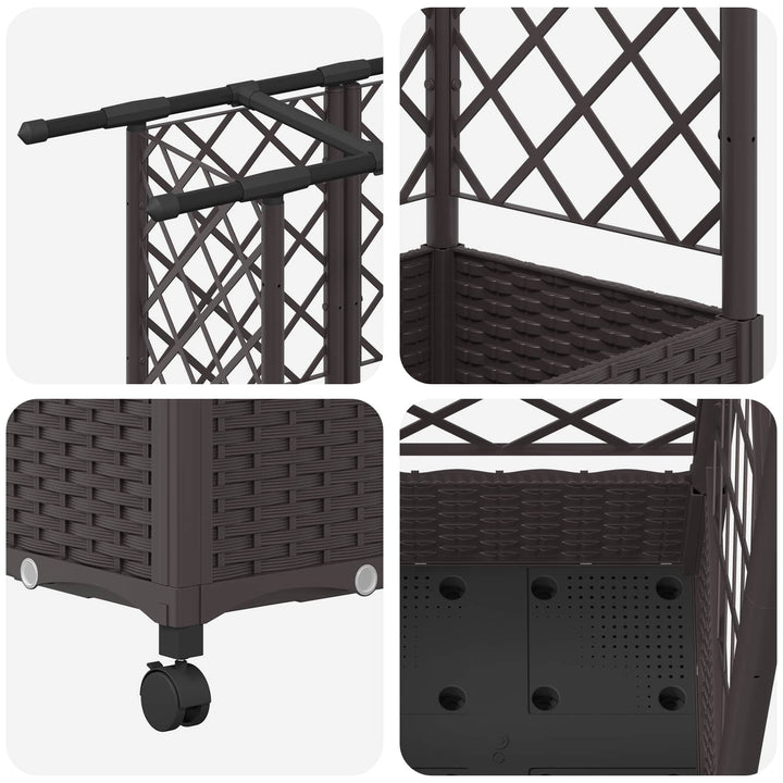 Hævet Bed med Trellis og Tag Brun 164 x 40 x 127 cm PP