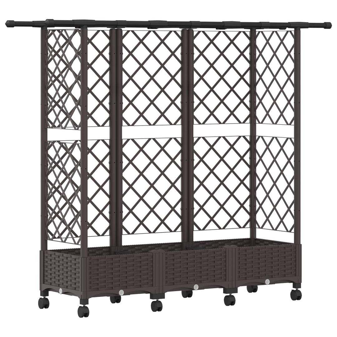 Hævet Bed med Trellis og Tag Brun 164 x 40 x 127 cm PP