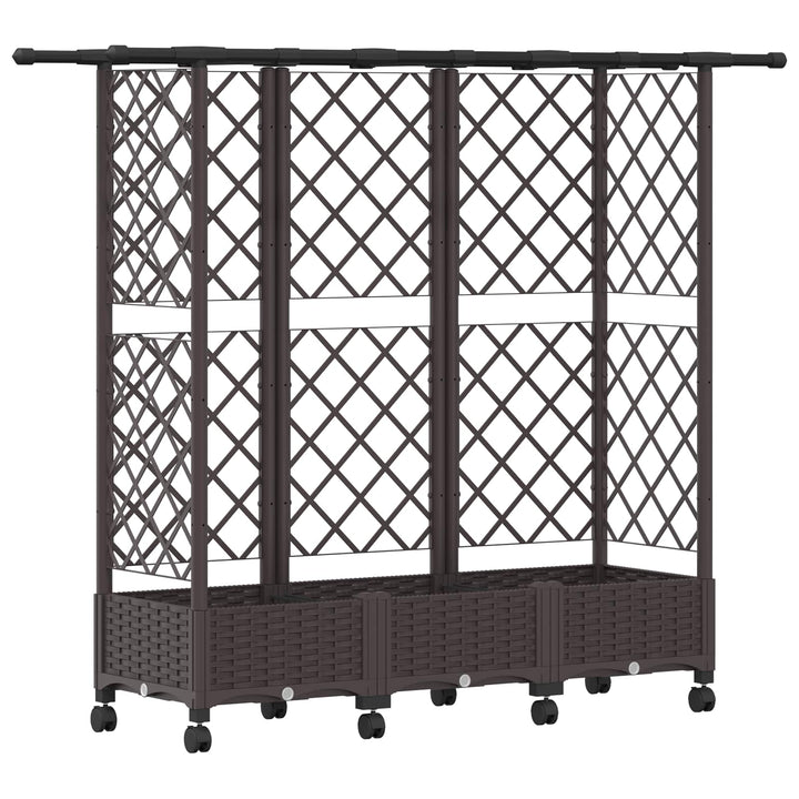 Hævet Bed med Trellis og Tag Brun 164 x 40 x 127 cm PP