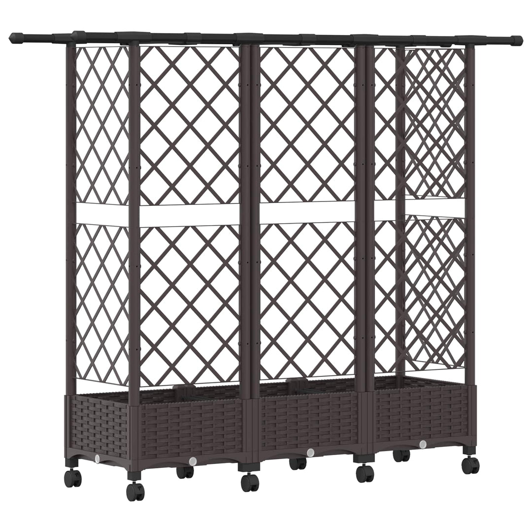 Hævet Bed med Trellis og Tag Brun 164 x 40 x 127 cm PP