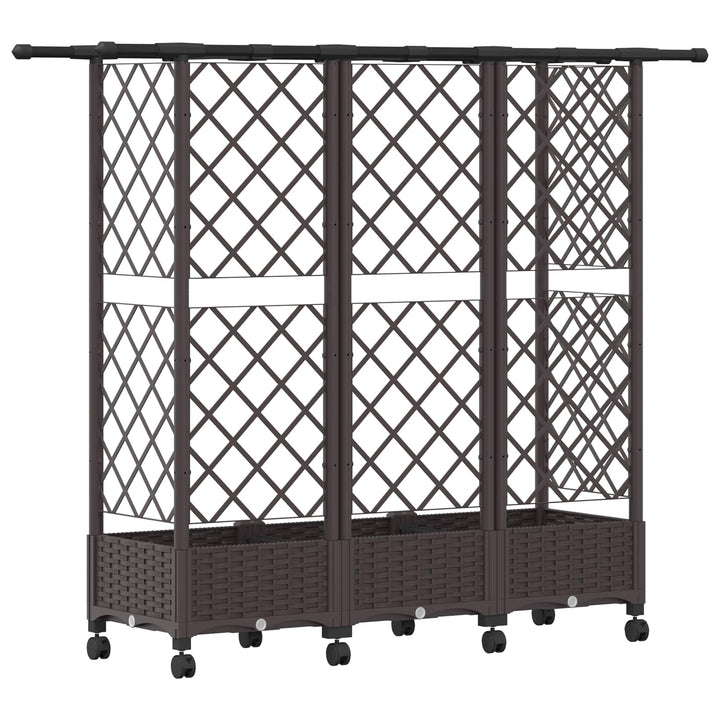 Hævet Bed med Trellis og Tag Brun 164 x 40 x 127 cm PP
