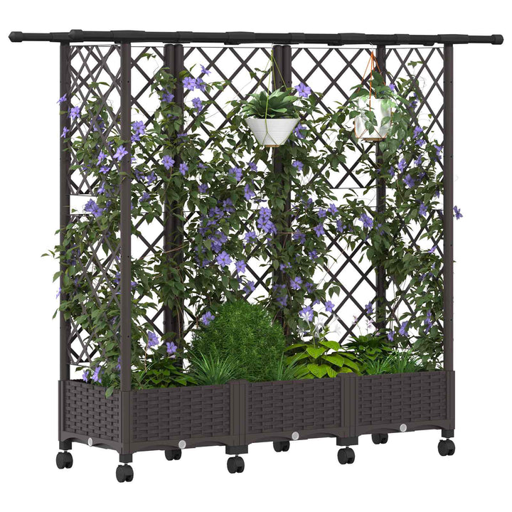 Hævet Bed med Trellis og Tag Brun 164 x 40 x 127 cm PP