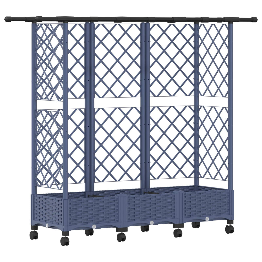 Hævet Bed med Trellis og Tag Grå 164 x 40 x 127 cm PP