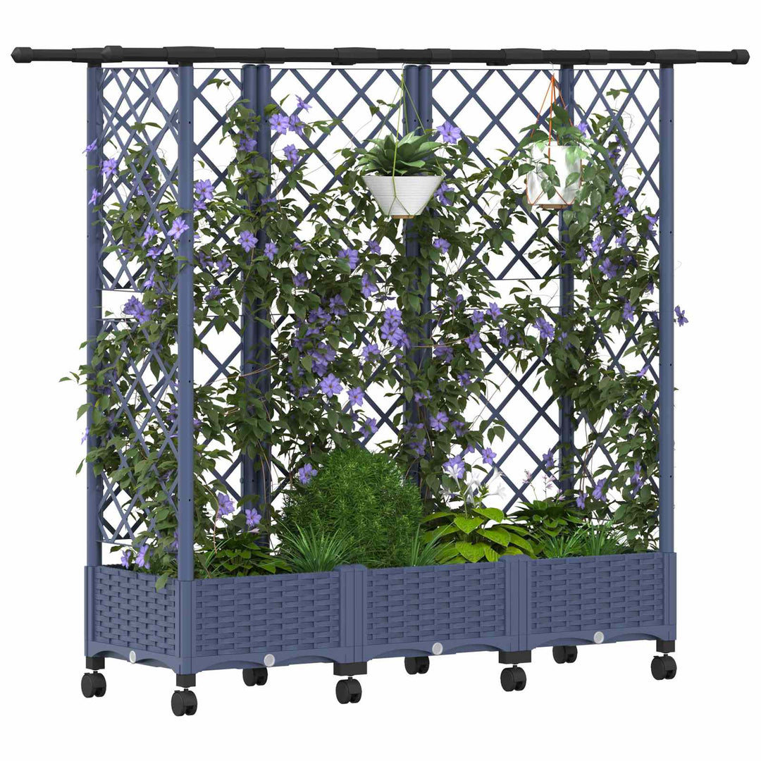 Hævet Bed med Trellis og Tag Grå 164 x 40 x 127 cm PP