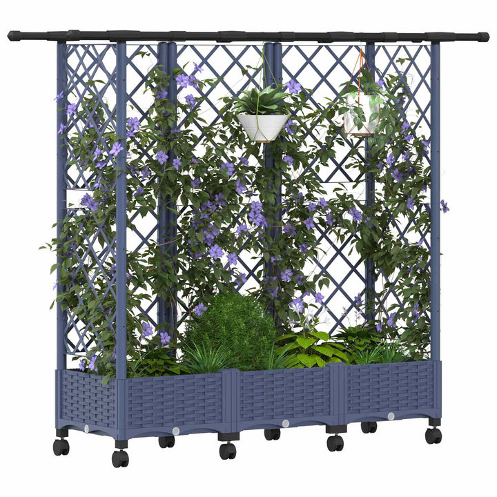 Hævet Bed med Trellis og Tag Grå 164 x 40 x 127 cm PP