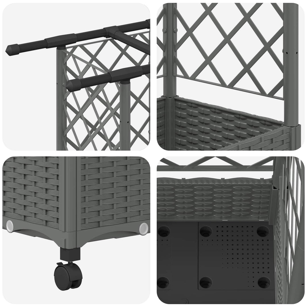 Hævet Bed med Trellis og Tag Lysegrå 164 x 40 x 127 cm PP