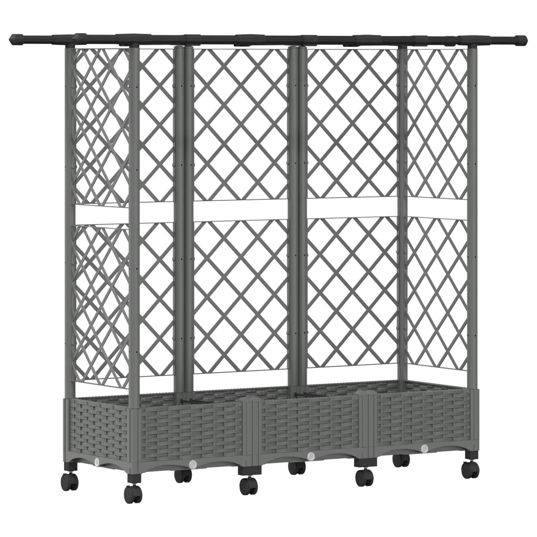 Hævet Bed med Trellis og Tag Lysegrå 164 x 40 x 127 cm PP
