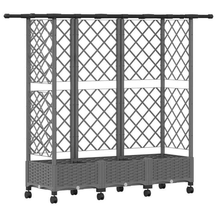 Hævet Bed med Trellis og Tag Lysegrå 164 x 40 x 127 cm PP