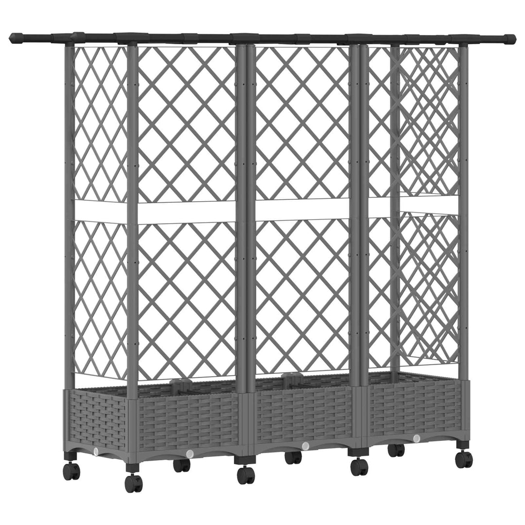 Hævet Bed med Trellis og Tag Lysegrå 164 x 40 x 127 cm PP
