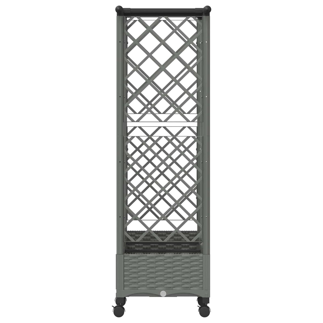 Hævet Bed med Trellis og Tag Lysegrå 164 x 40 x 127 cm PP