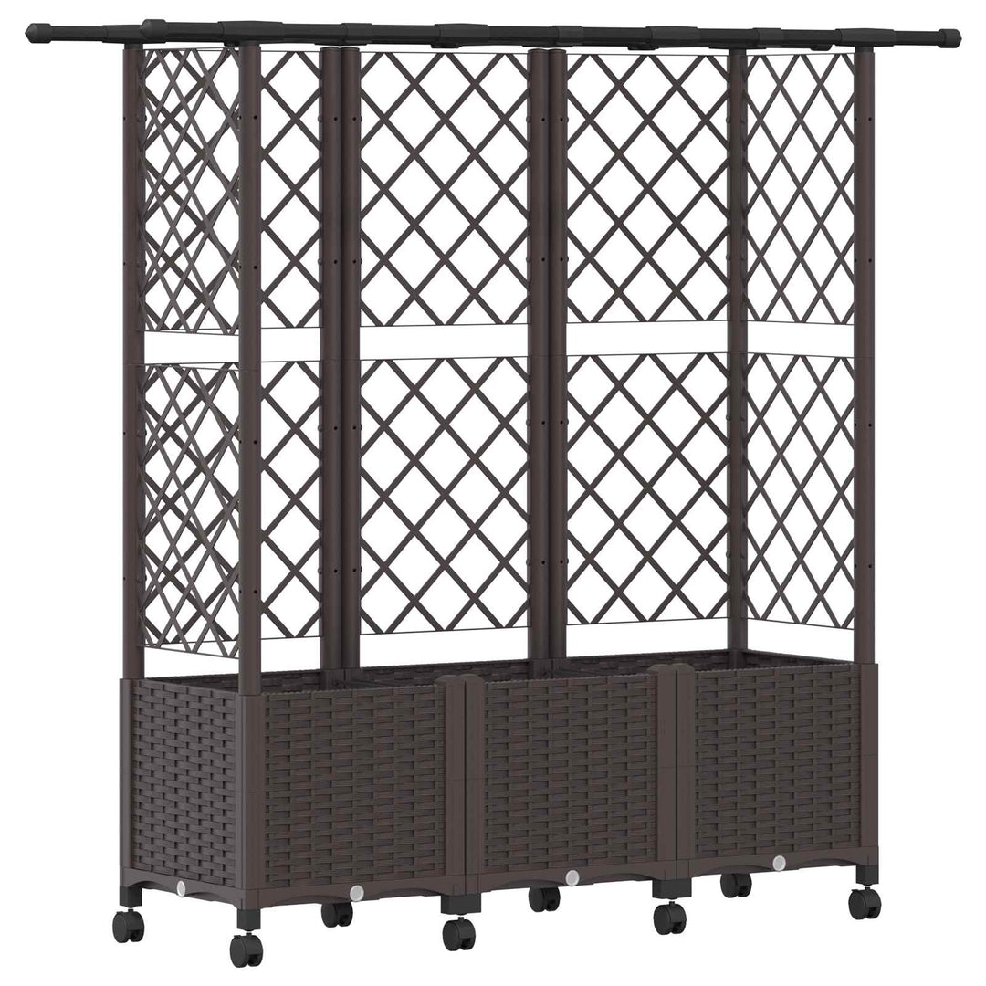 Hævet Bed med Trellis og Tag Brun 163,5 x 40 x 142 cm PP