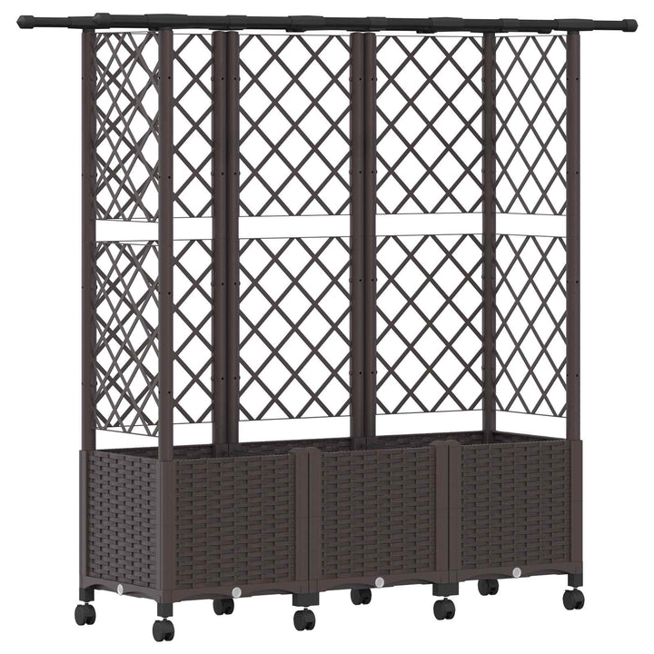 Hævet Bed med Trellis og Tag Brun 163,5 x 40 x 142 cm PP