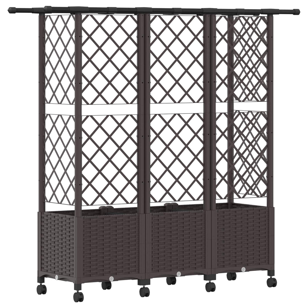 Hævet Bed med Trellis og Tag Brun 163,5 x 40 x 142 cm PP