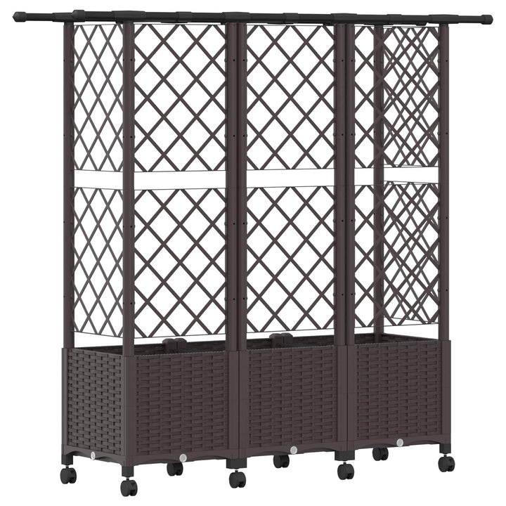 Hævet Bed med Trellis og Tag Brun 163,5 x 40 x 142 cm PP