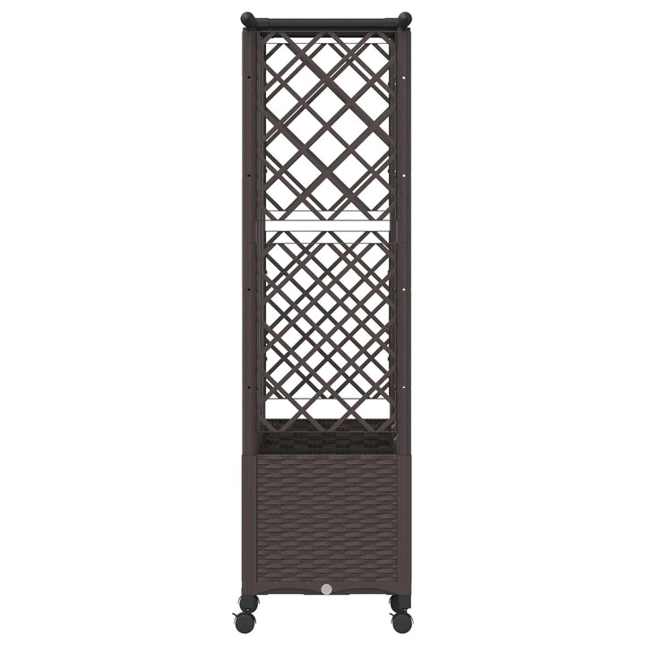 Hævet Bed med Trellis og Tag Brun 163,5 x 40 x 142 cm PP