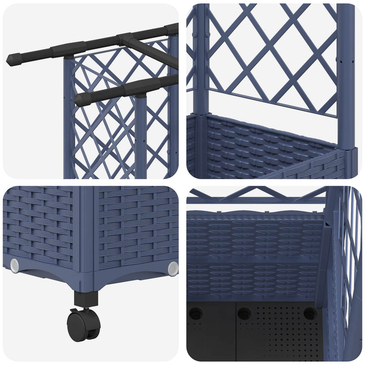 Hævet Bed med Trellis og Tag Grå 163,5 x 40 x 142 cm PP