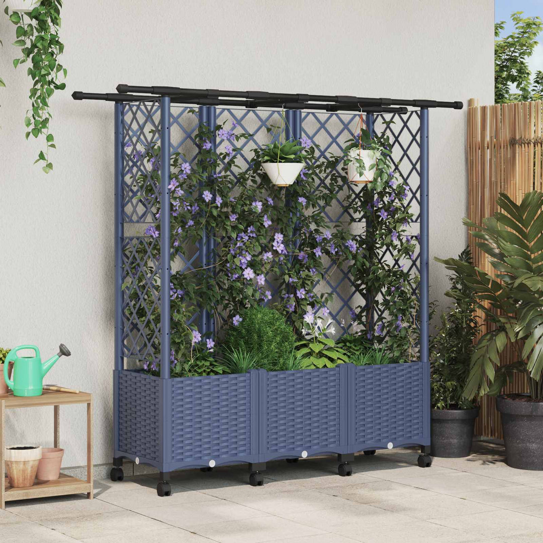 Hævet Bed med Trellis og Tag Grå 163,5 x 40 x 142 cm PP