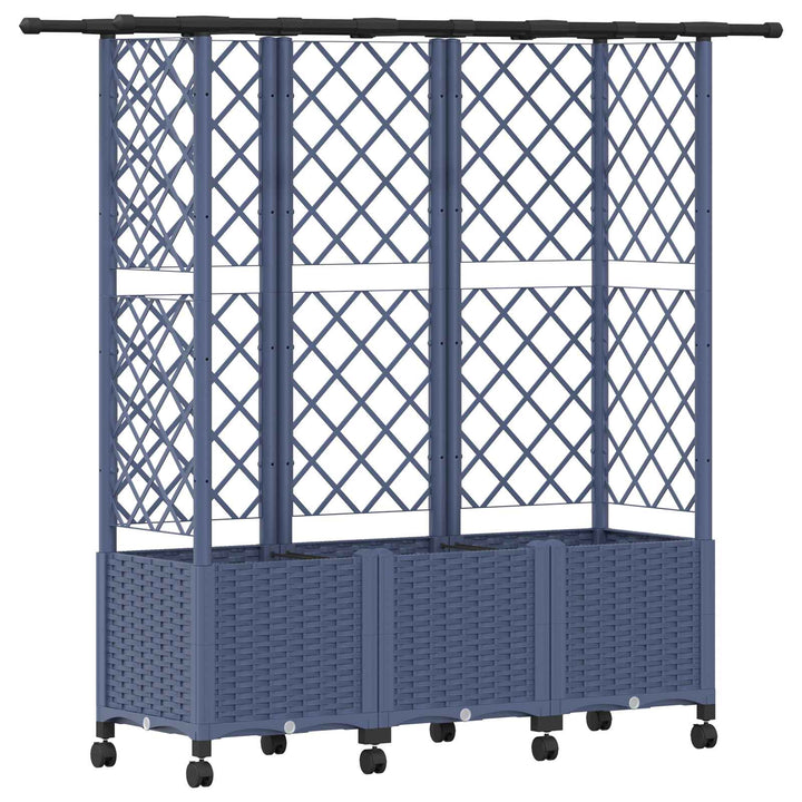 Hævet Bed med Trellis og Tag Grå 163,5 x 40 x 142 cm PP