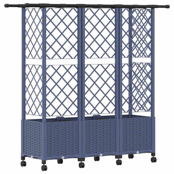 Hævet Bed med Trellis og Tag Grå 163,5 x 40 x 142 cm PP