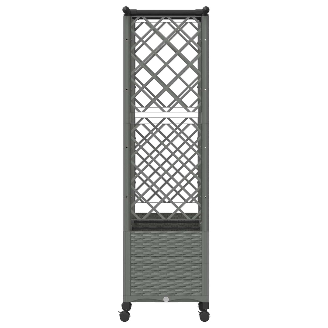 Hævet Bed med Trellis og Tag Lysegrå 163,5 x 40 x 142 cm PP