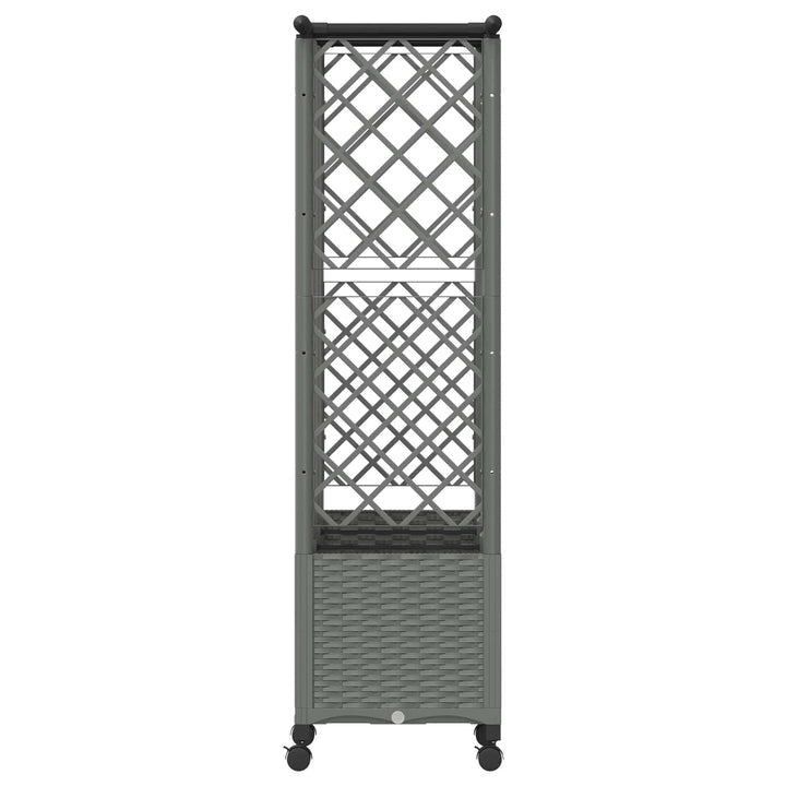 Hævet Bed med Trellis og Tag Lysegrå 163,5 x 40 x 142 cm PP