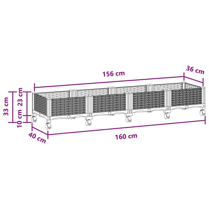 Havekrukke med hjul Sort 160 x 40 x 29 cm PP