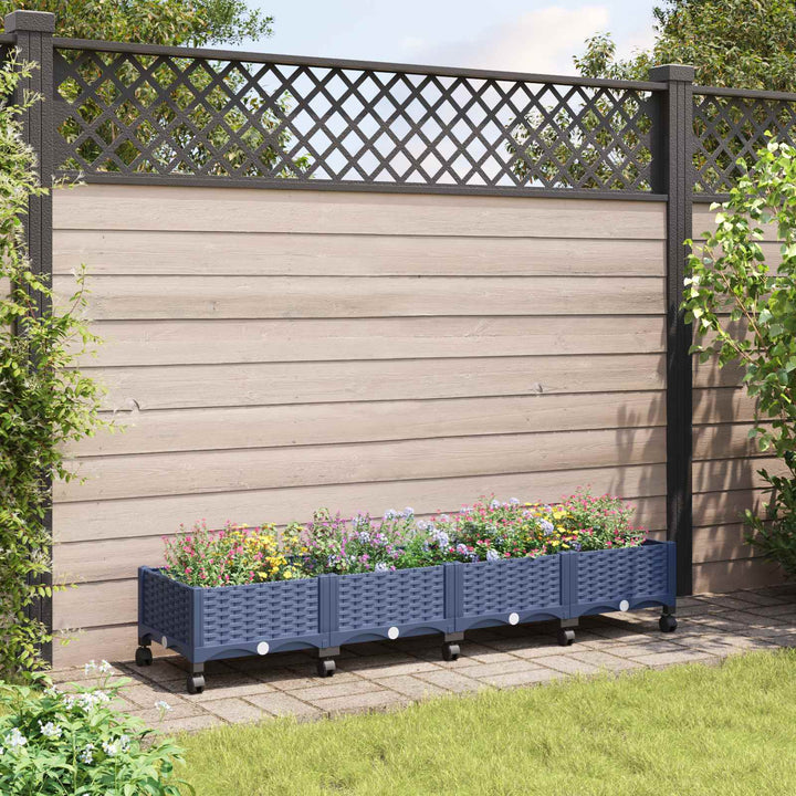 Havekrukke med hjul Blå Grå 160 x 40 x 33 cm PP