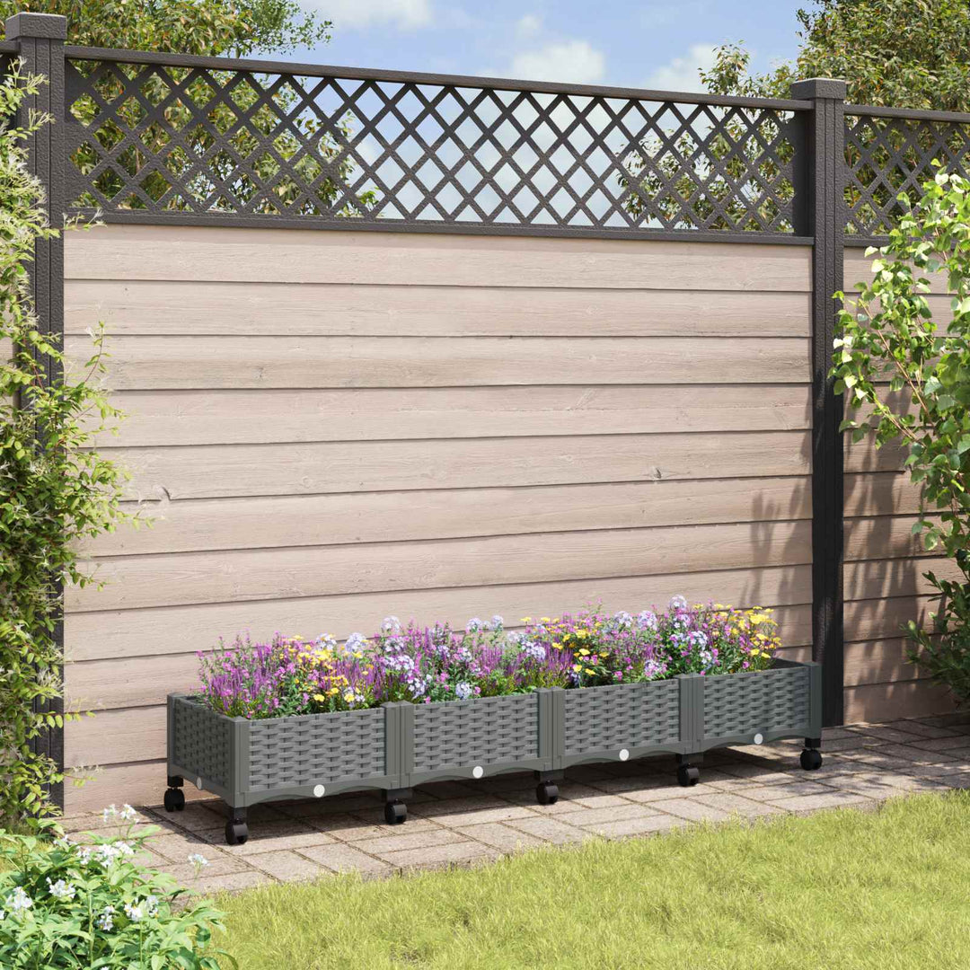 Havekrukke med hjul Lysegrå 160 x 40 x 33 cm PP