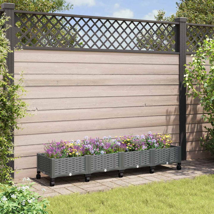 Havekrukke med hjul Lysegrå 160 x 40 x 33 cm PP