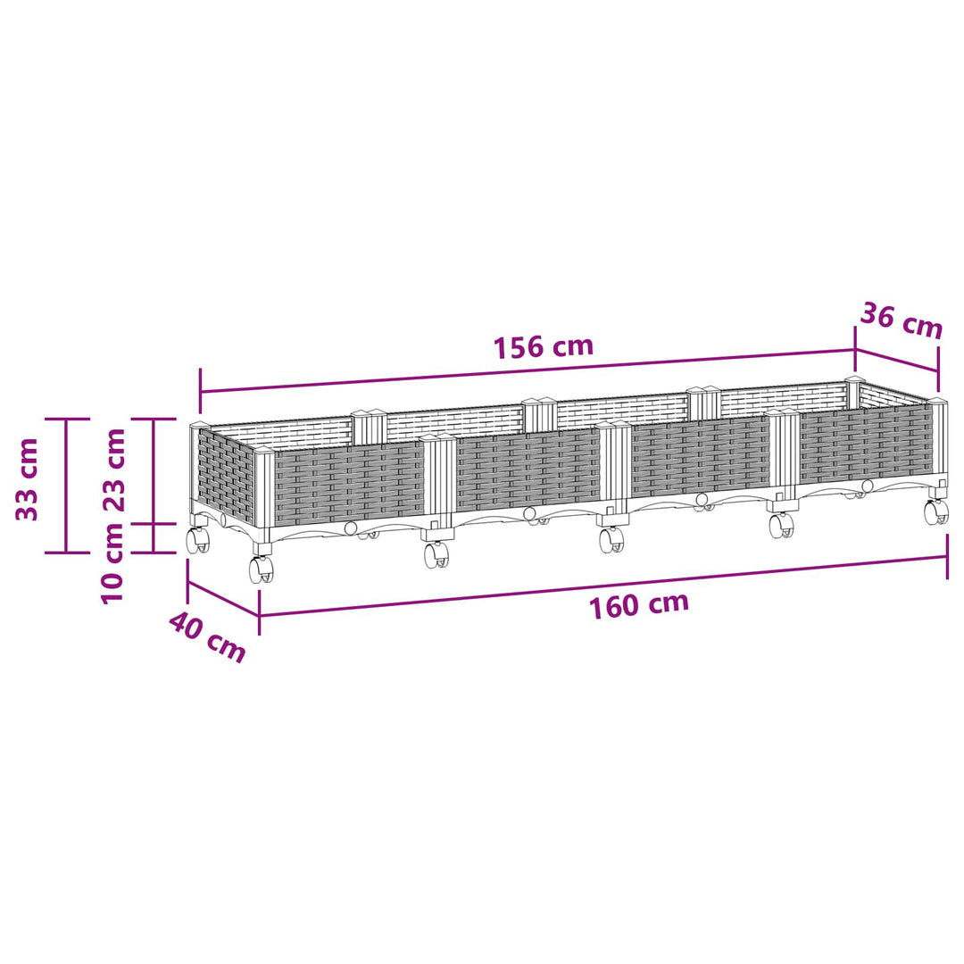 Havekrukke med hjul Hvid 160 x 40 x 33 cm PP