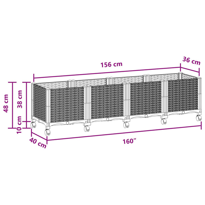 Havekrukke med hjul Brun 160 x 40 x 44 cm PP