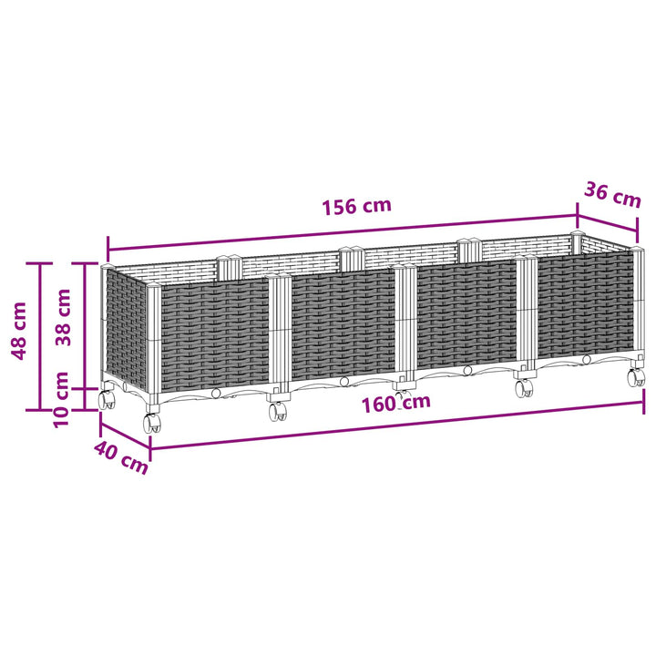 Havekrukke med hjul Sort 160 x 40 x 44 cm PP