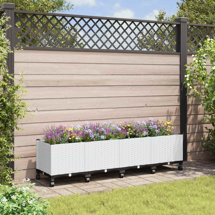 Havekrukke med hjul Hvid 160 x 40 x 48 cm PP