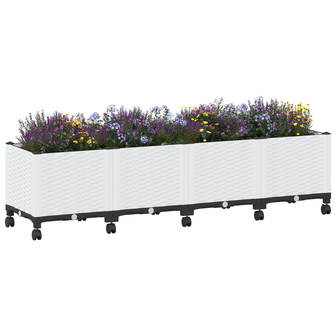 Havekrukke med hjul Hvid 160 x 40 x 48 cm PP