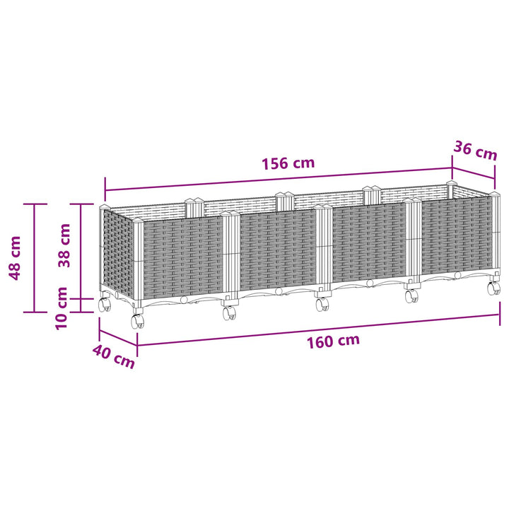 Havekrukke med hjul Hvid 160 x 40 x 48 cm PP