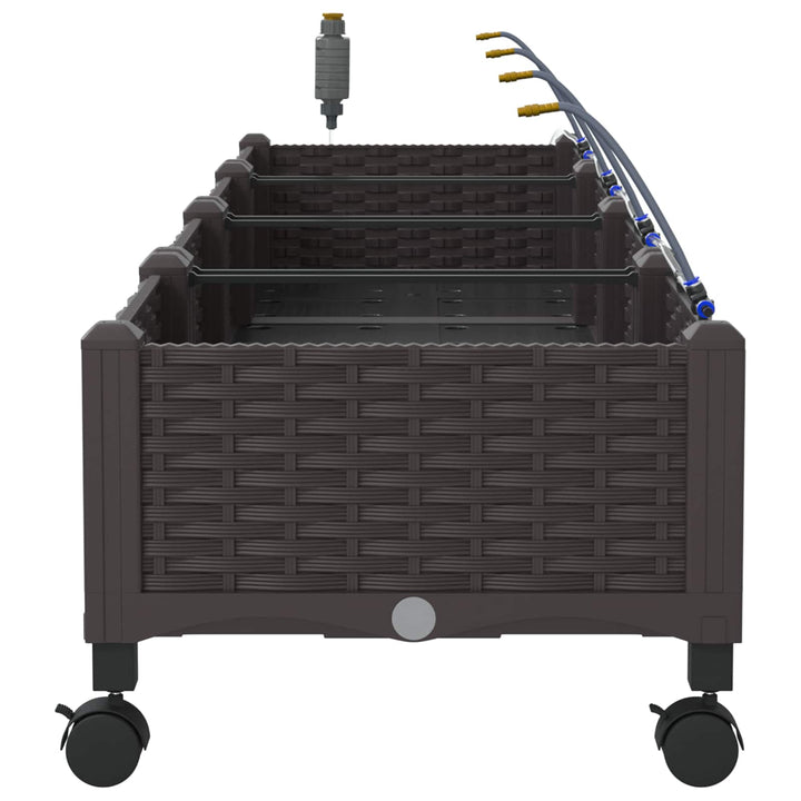 Havekrukke med vanding og hjul 4 stk. Brun 160 x 40 x 28 cm PP