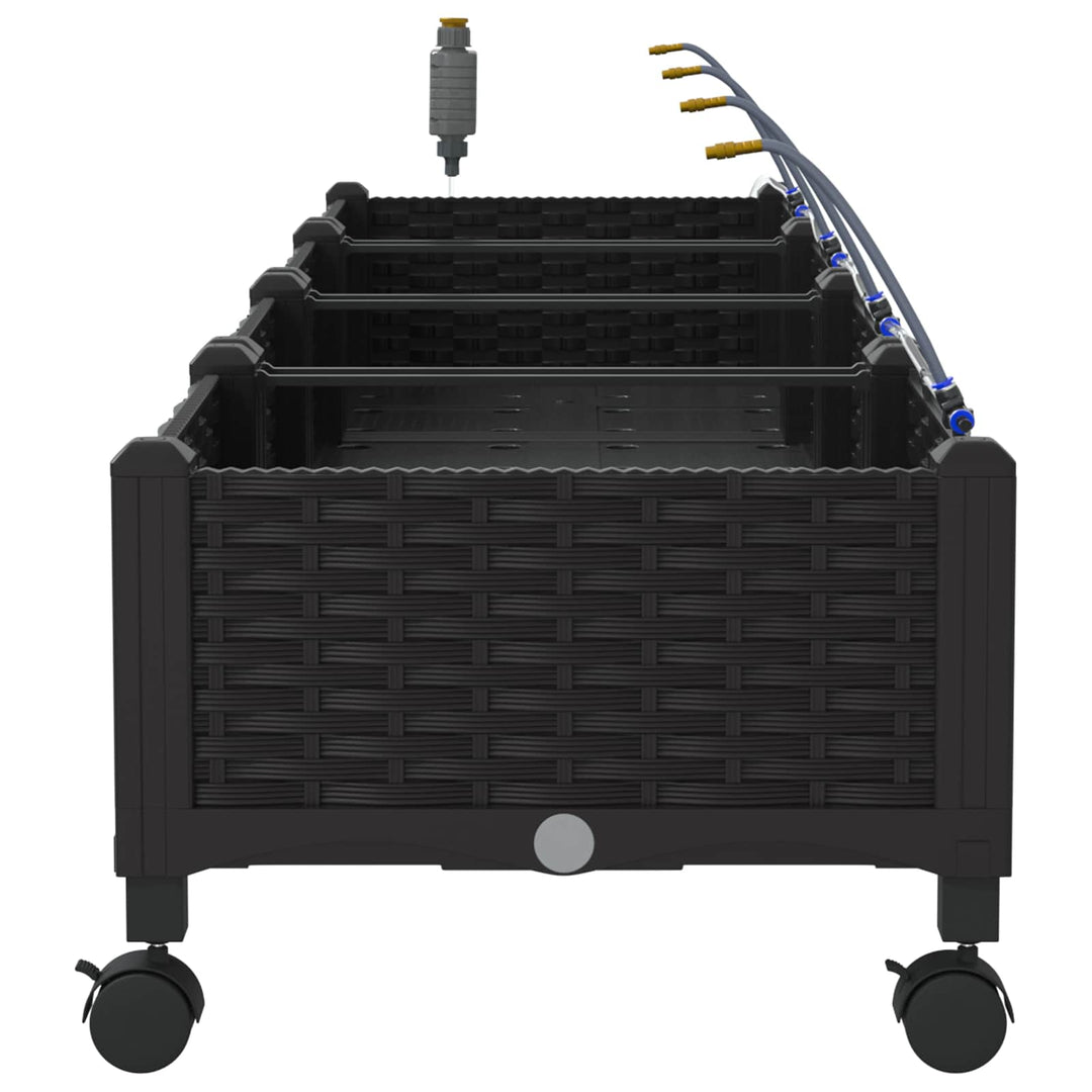 Havekrukke med vanding og hjul 4 stk. Sort 160 x 40 x 28 cm PP