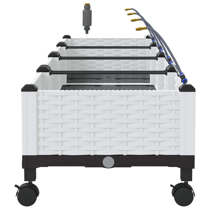 Havekrukke med vanding og hjul 4 stk. Hvid 160 x 40 x 28 cm PP