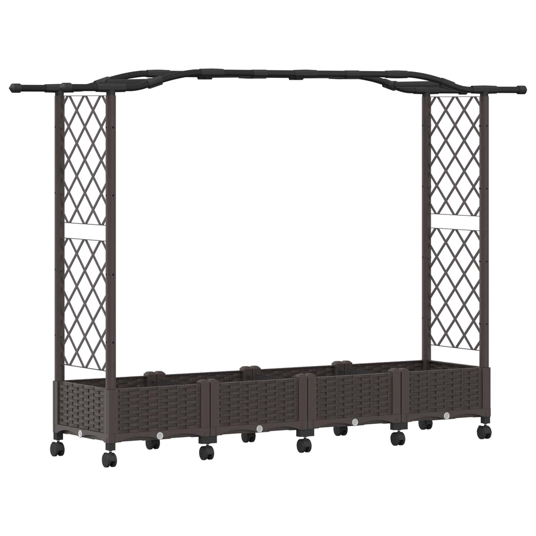 Hævet Bed med Trellis og Tag Brun 207 x 40 x 129 cm PP