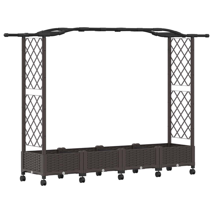 Hævet Bed med Trellis og Tag Brun 207 x 40 x 129 cm PP