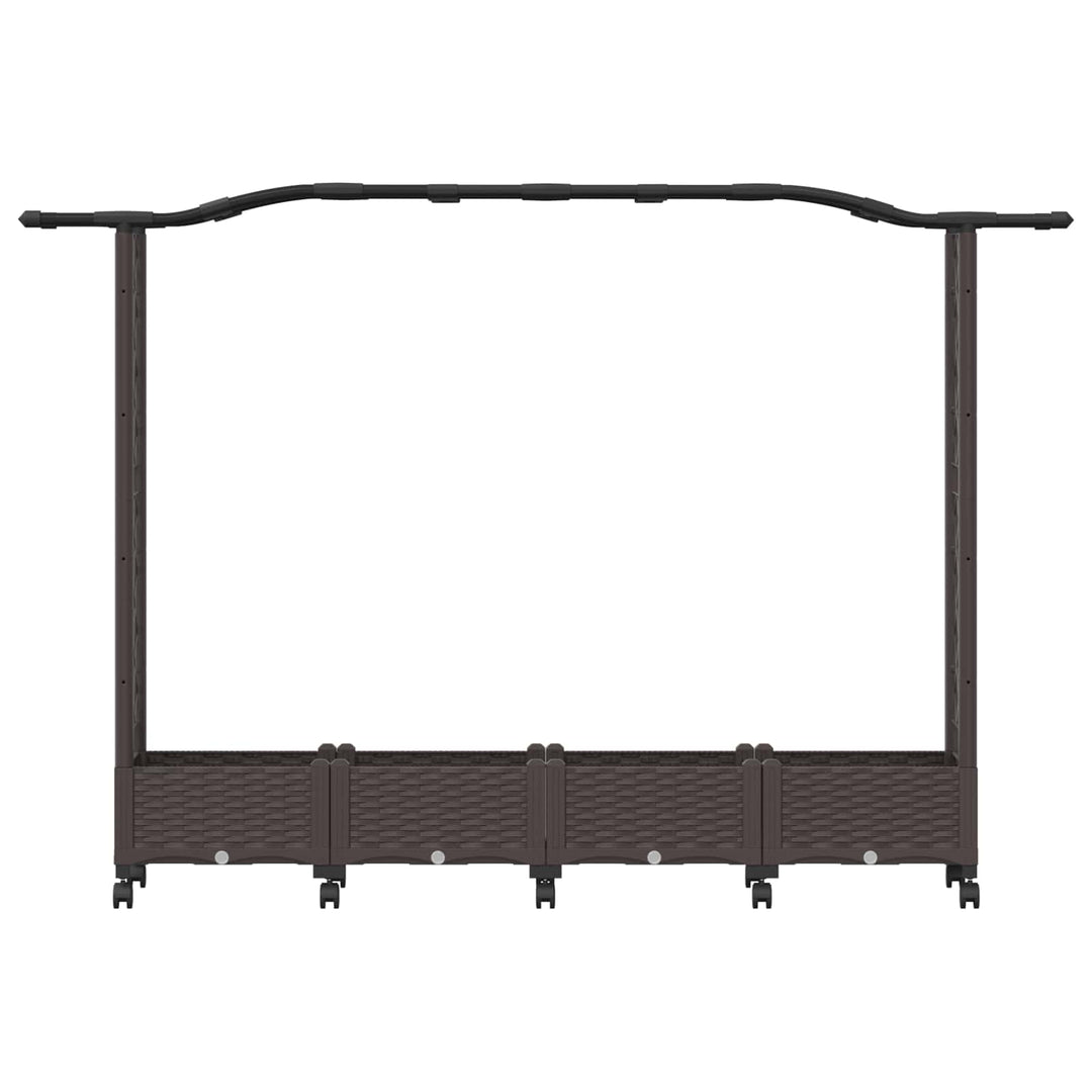 Hævet Bed med Trellis og Tag Brun 207 x 40 x 129 cm PP