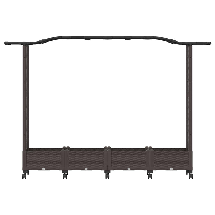 Hævet Bed med Trellis og Tag Brun 207 x 40 x 129 cm PP