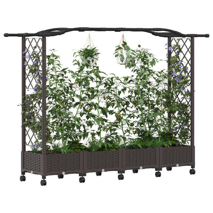 Hævet Bed med Trellis og Tag Brun 207 x 40 x 129 cm PP