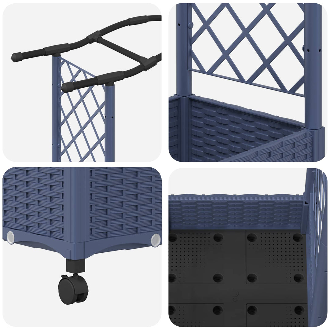 Hævet Bed med Trellis og Tag Grå 207 x 40 x 129 cm PP
