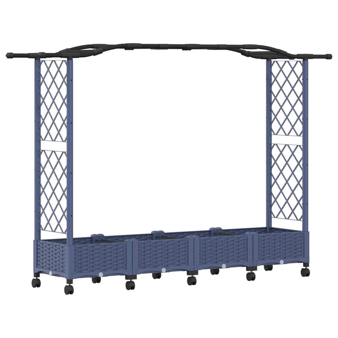 Hævet Bed med Trellis og Tag Grå 207 x 40 x 129 cm PP