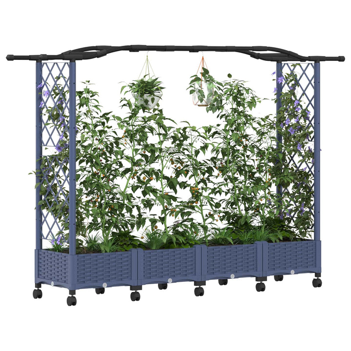 Hævet Bed med Trellis og Tag Grå 207 x 40 x 129 cm PP