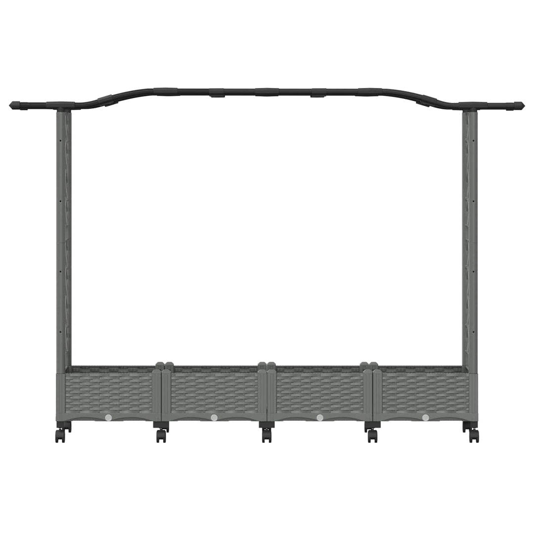 Hævet Bed med Trellis og Tag Lysegrå 207 x 40 x 129 cm PP
