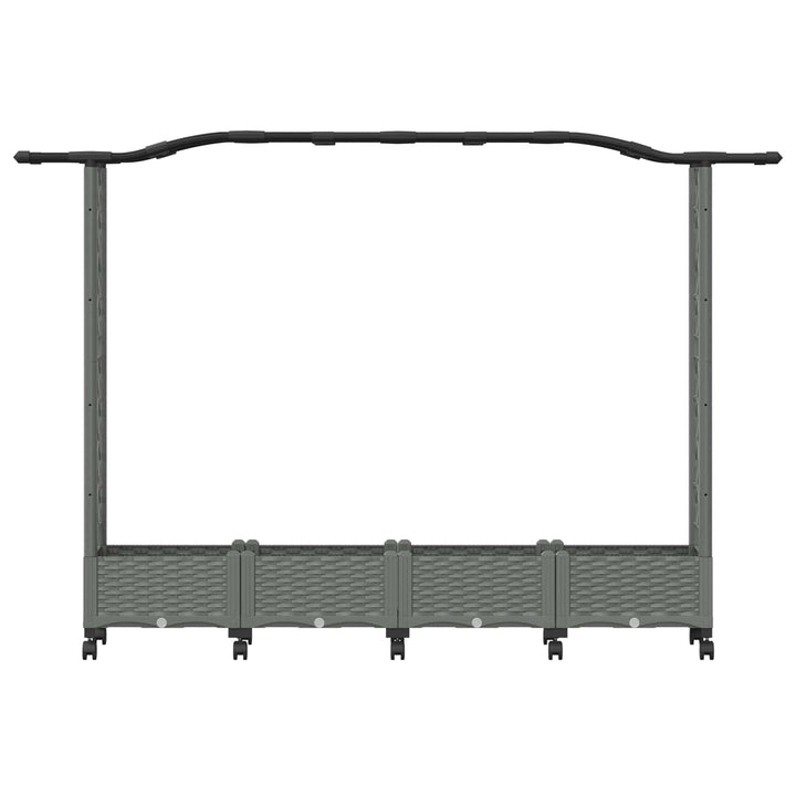 Hævet Bed med Trellis og Tag Lysegrå 207 x 40 x 129 cm PP