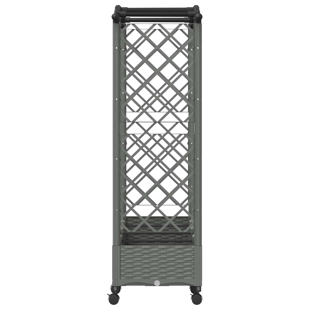 Hævet Bed med Trellis og Tag Lysegrå 207 x 40 x 129 cm PP