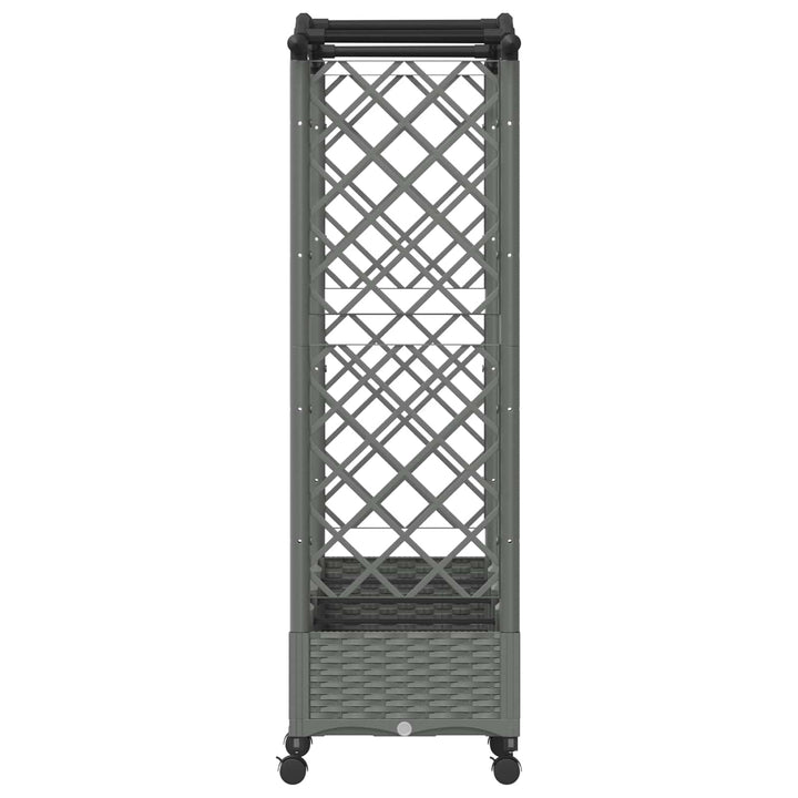 Hævet Bed med Trellis og Tag Lysegrå 207 x 40 x 129 cm PP